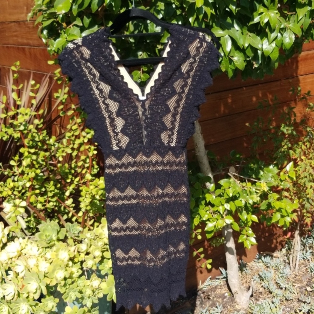 Sexy 'Nightcap' black lace dress, fully lined